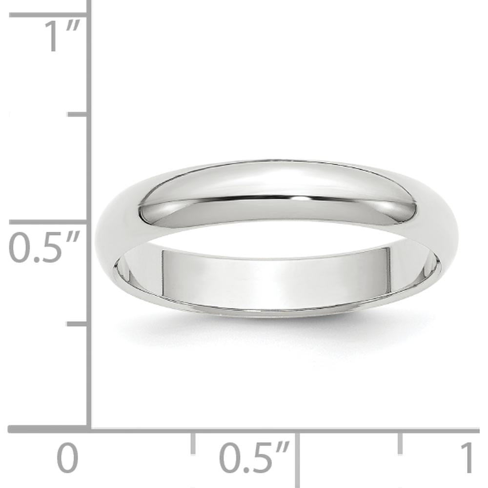 10K White Gold 4mm Half Round Wedding Band - Size 8