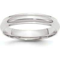 10K White Gold 4mm Half Round Wedding Band with Ridged Edge - Size 9