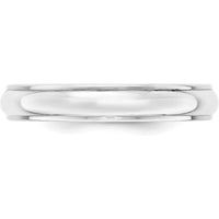 10K White Gold 4mm Half Round Wedding Band with Ridged Edge - Size 9