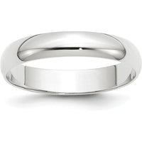 10K White Gold 4mm Lightweight Half Round Wedding Band Size 14