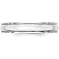 10K White Gold 4mm Milgrain Half Round Wedding Band - Size 14