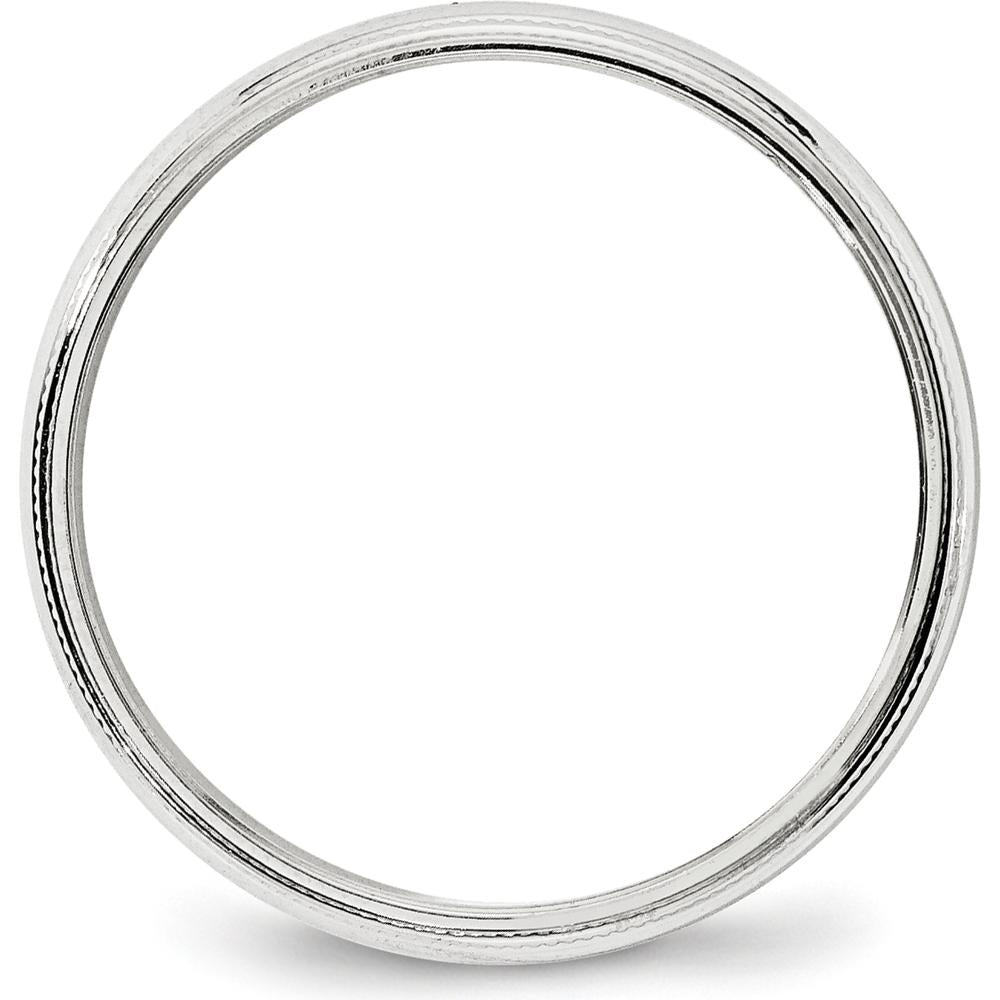 10K White Gold 4mm Milgrain Half Round Wedding Band - Size 7