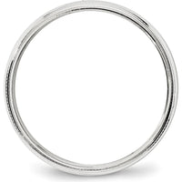 10K White Gold 4mm Milgrain Half Round Wedding Band - Size 9