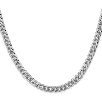 10K White Gold 5.75mm Flat Beveled Curb Chain Necklace - 24"