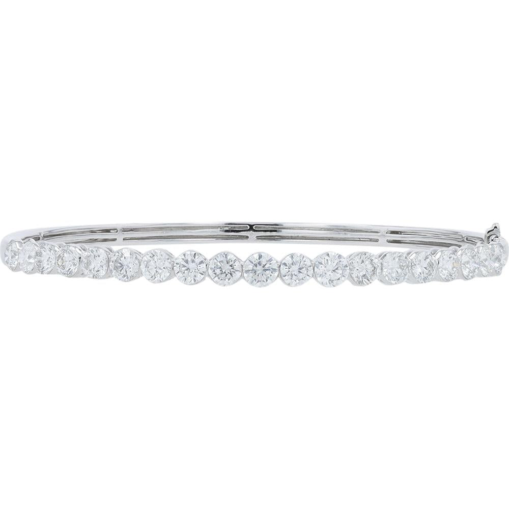 10K White Gold 5 Carat Total Weight Lab Grown Diamond Flexible Bangle