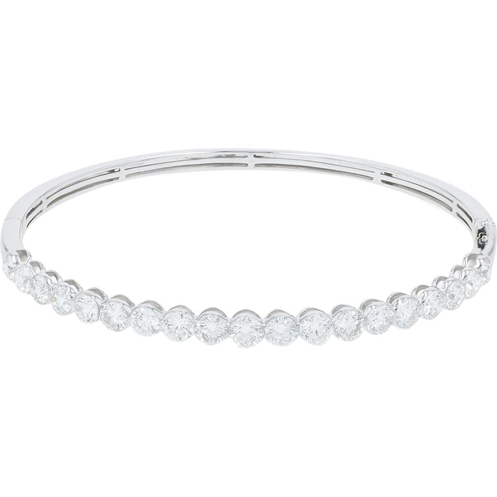 10K White Gold 5 Carat Total Weight Lab Grown Diamond Flexible Bangle
