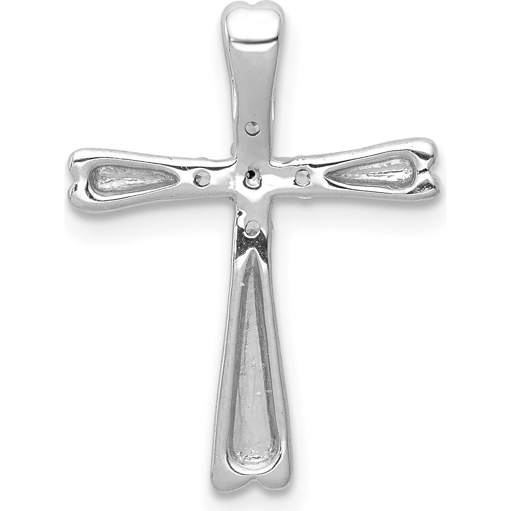10K White Gold 5-Stone Diamond Cross Pendant Slide - 1/6 Carat Total Diamond Weight by Oro Pregiato