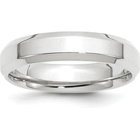 10K White Gold 5mm Beveled Edge Comfort Fit Wedding Band - Size 7