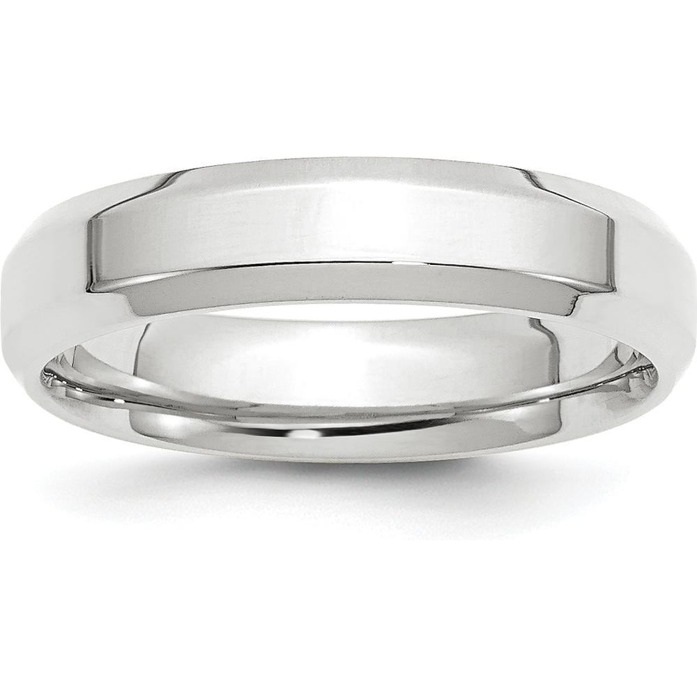 10K White Gold 5mm Beveled Edge Comfort Fit Wedding Band - Size 7