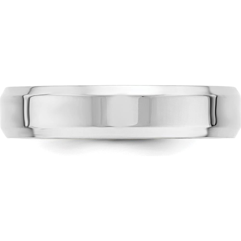 10K White Gold 5mm Beveled Edge Comfort Fit Wedding Band - Size 7