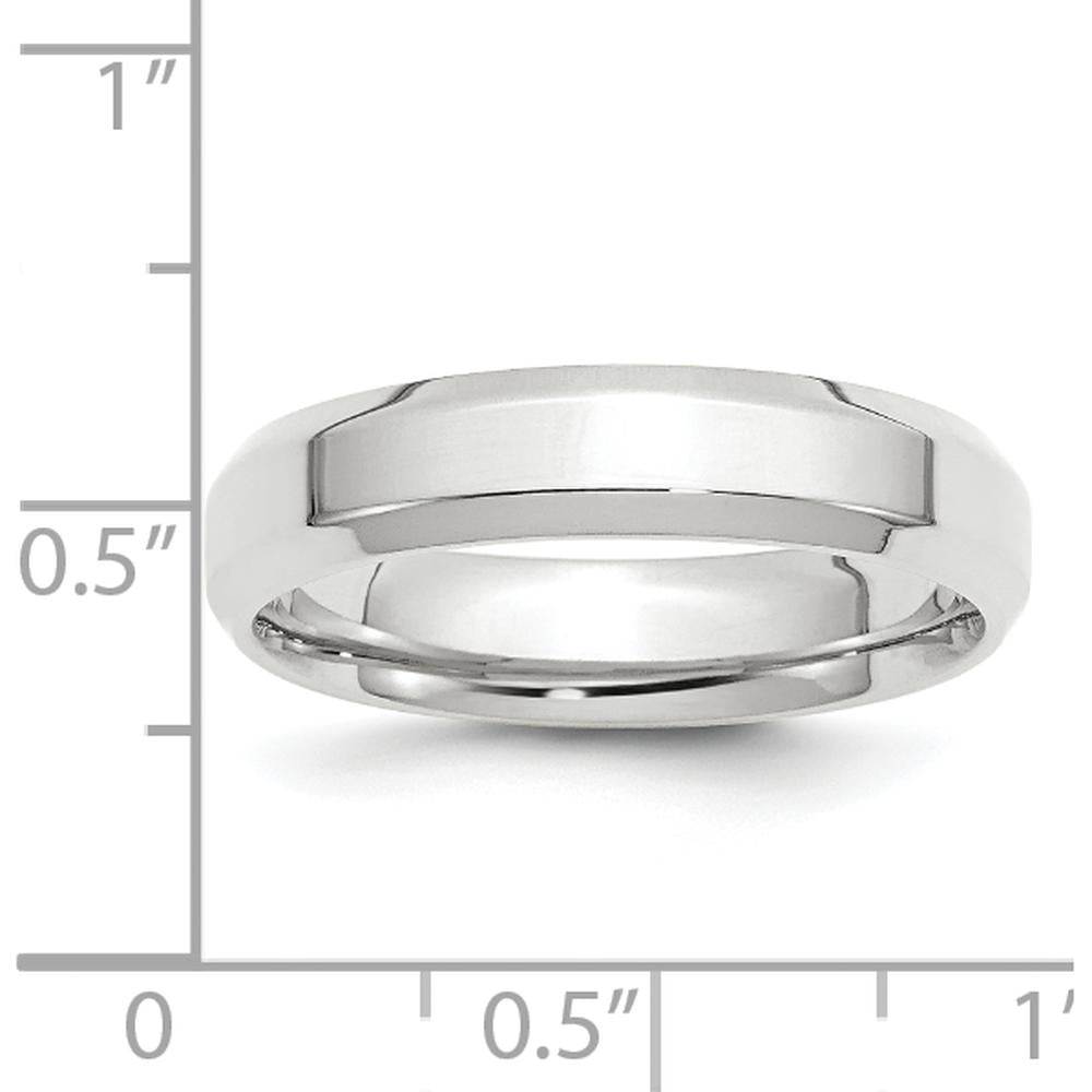 10K White Gold 5mm Beveled Edge Comfort Fit Wedding Band - Size 7