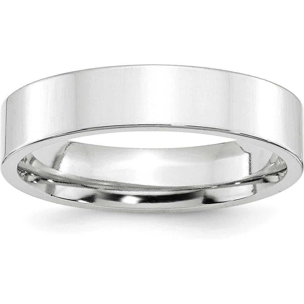 10K White Gold 5mm Comfort Fit Flat Wedding Band - Size 7