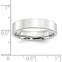 10K White Gold 5mm Comfort Fit Flat Wedding Band - Size 7