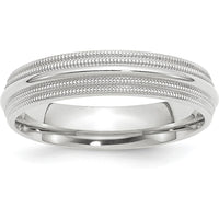 10K White Gold 5mm Double Milgrain Comfort Fit Wedding Band - Size 11