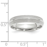 10K White Gold 5mm Double Milgrain Comfort Fit Wedding Band - Size 11