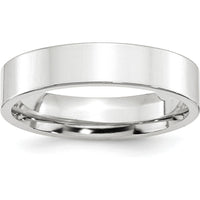 10K White Gold 5mm Flat Comfort Fit Wedding Band - Polished Finish Size 7.5