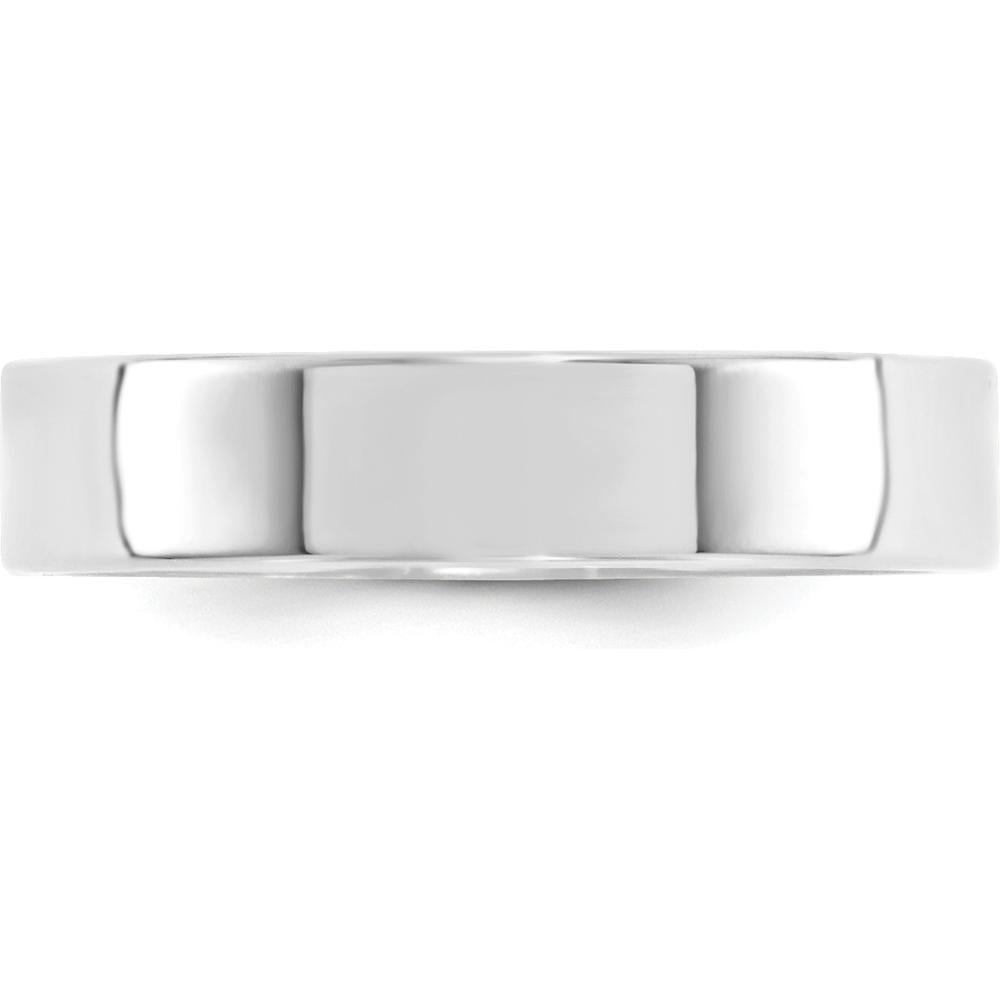 10K White Gold 5mm Flat Comfort Fit Wedding Band - Polished Finish Size 7.5