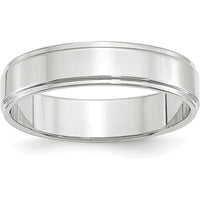10K White Gold 5mm Flat Wedding Band with Step Edges - Size 11