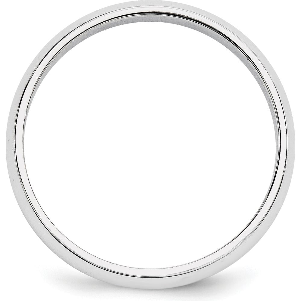 10K White Gold 5mm Half Round Wedding Band Size 9 - Polished Finish, Engravable, Adjustable Size