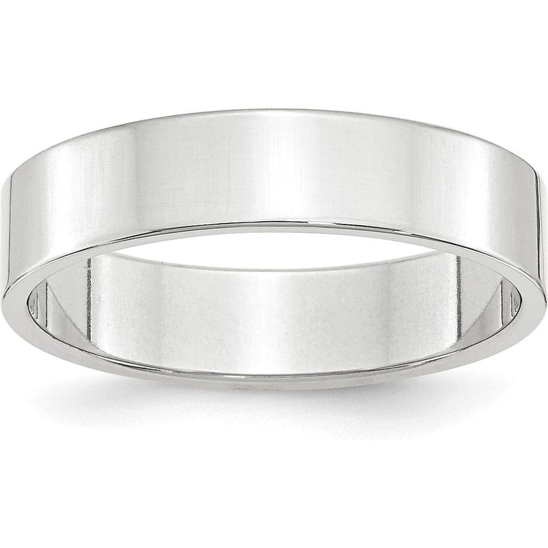 10K White Gold 5mm Lightweight Flat Wedding Band - Size 10