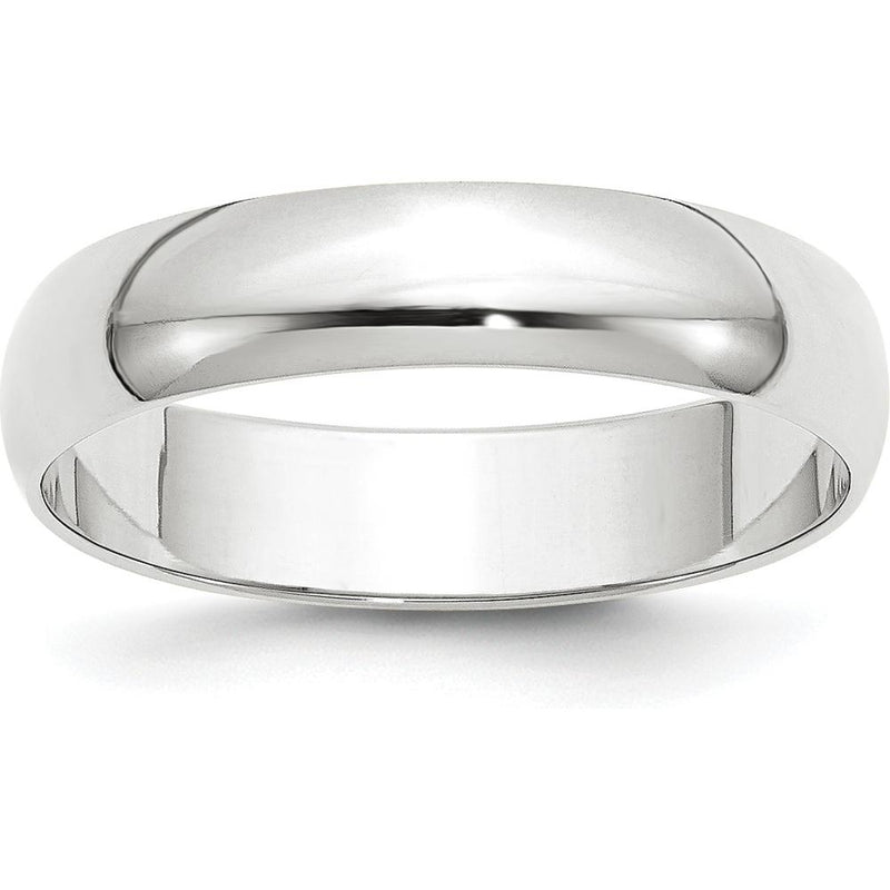10K White Gold 5mm Lightweight Half Round Wedding Band - Size 5