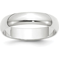 10K White Gold 5mm Lightweight Half Round Wedding Band - Size 7