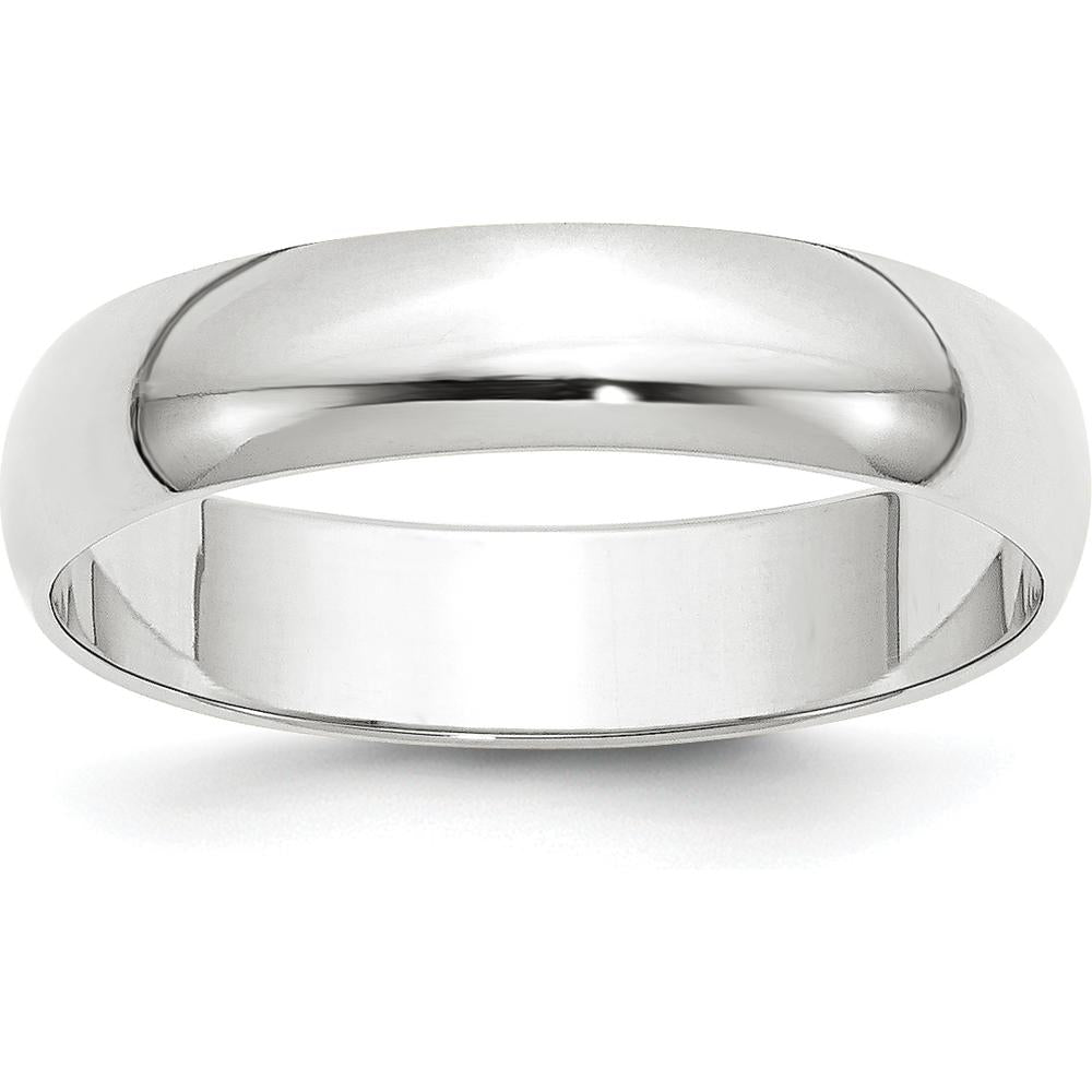 10K White Gold 5mm Lightweight Half Round Wedding Band - Size 7.5