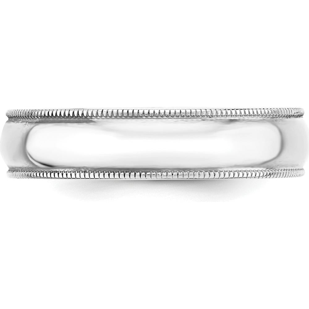 10K White Gold 5mm Lightweight Milgrain Half Round Wedding Band Size 12