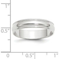10K White Gold 5mm Lightweight Milgrain Half Round Wedding Band Size 12