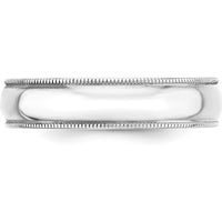 10K White Gold 5mm Lightweight Milgrain Half Round Wedding Band - Size 14
