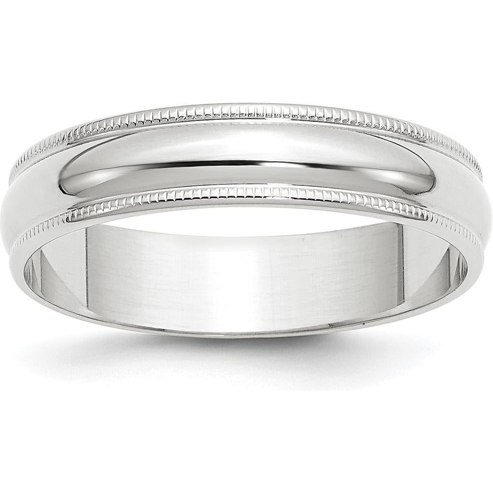 10K White Gold 5mm Lightweight Milgrain Half Round Wedding Band Size 4.5