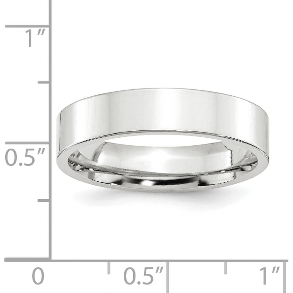 10K White Gold 5mm Standard Weight Flat Comfort Fit Wedding Band - Size 9.5