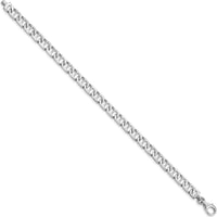 10K White Gold 6.5mm Hand-Polished Anchor Link Bracelet with Lobster Clasp - 9" Length
