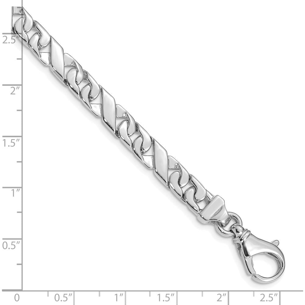 10K White Gold 6.7mm Hand-Polished Fancy Link Bracelet - 8" Length