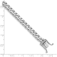 10K White Gold 6.8mm Hand-Polished Beveled Curb Link Bracelet with Box Clasp - 8 Inch