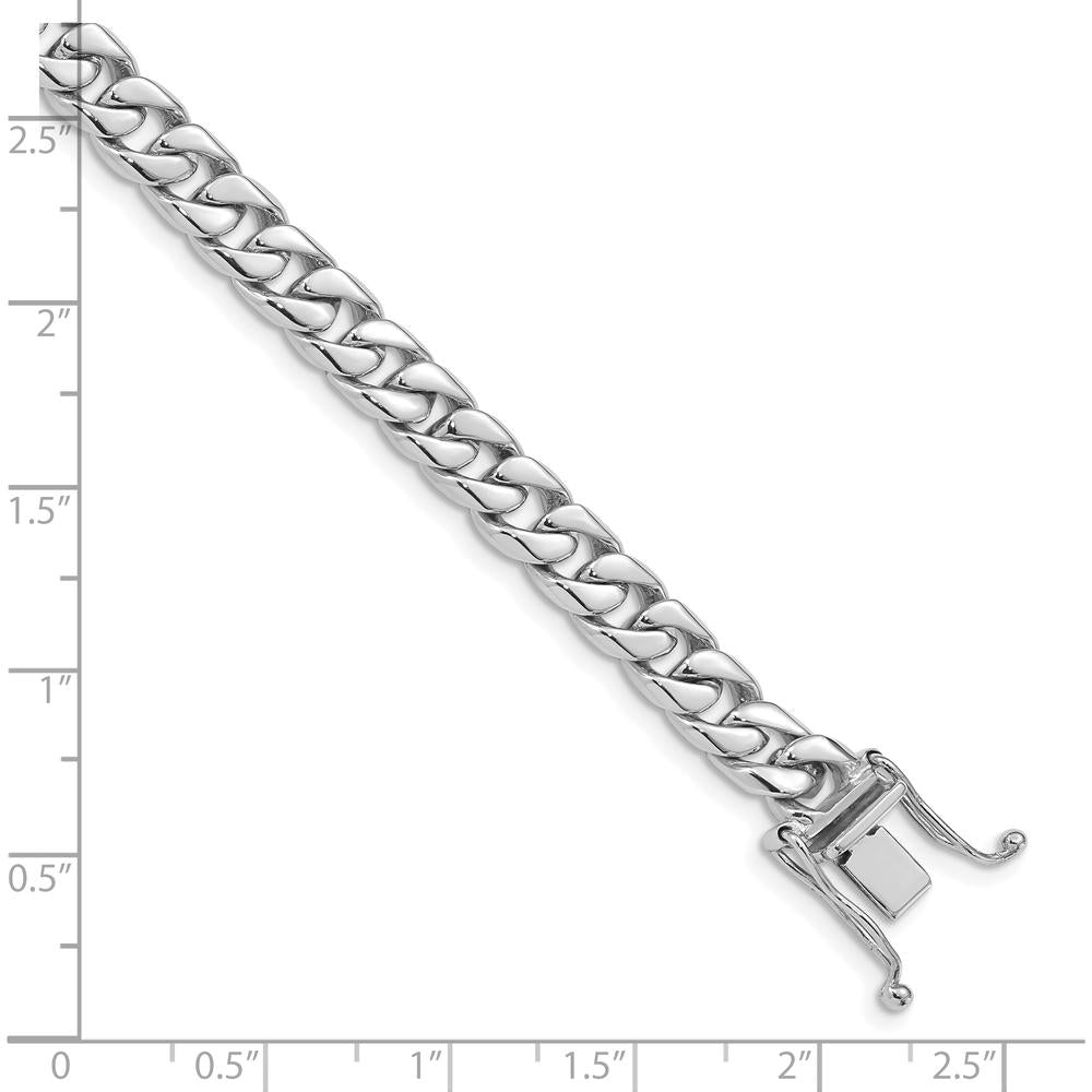 10K White Gold 6.8mm Hand-Polished Beveled Curb Link Bracelet with Box Clasp - 8 Inch