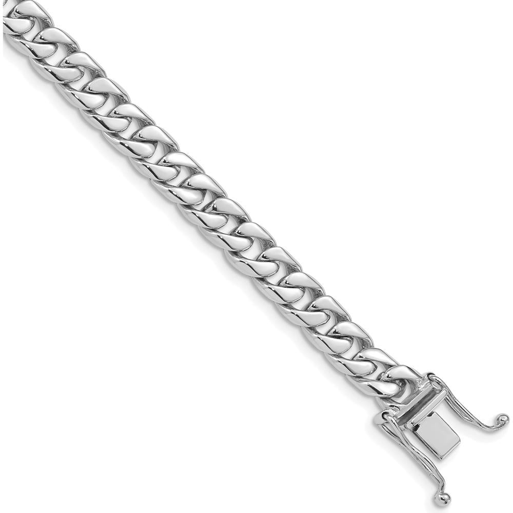 10K White Gold 6.8mm Hand-polished Flat Beveled Curb Link Bracelet - 9"