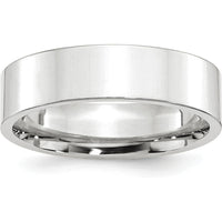 10K White Gold 6mm Comfort Fit Flat Wedding Band - Size 9.5
