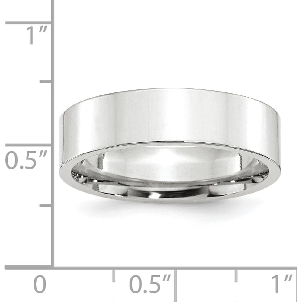 10K White Gold 6mm Comfort Fit Flat Wedding Band - Size 9.5