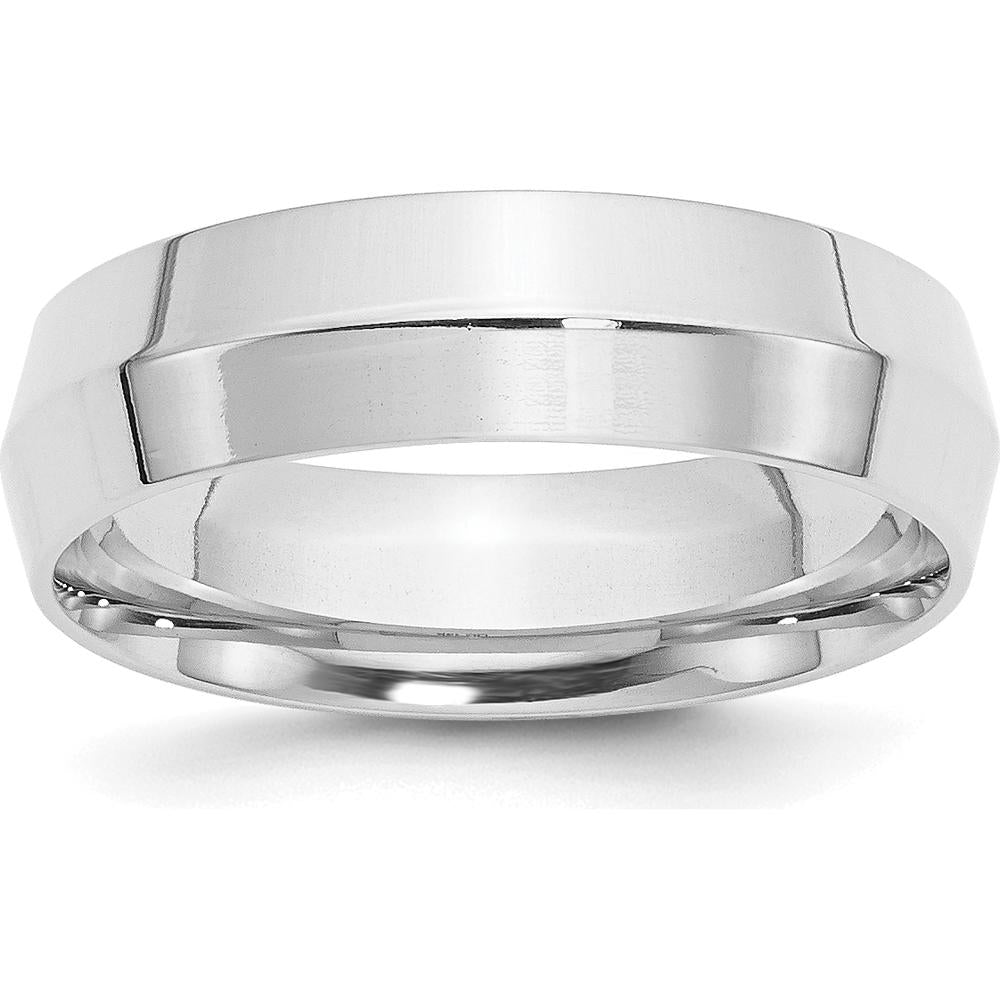 10K White Gold 6mm Knife Edge Comfort Fit Wedding Band with Sizable Feature - Perfect for Engraving