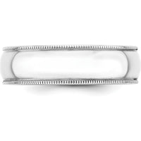 10K White Gold 6mm Lightweight Milgrain Half Round Wedding Band - Size 7