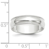 10K White Gold 6mm Milgrain Half Round Wedding Band - Lightweight and Engravable