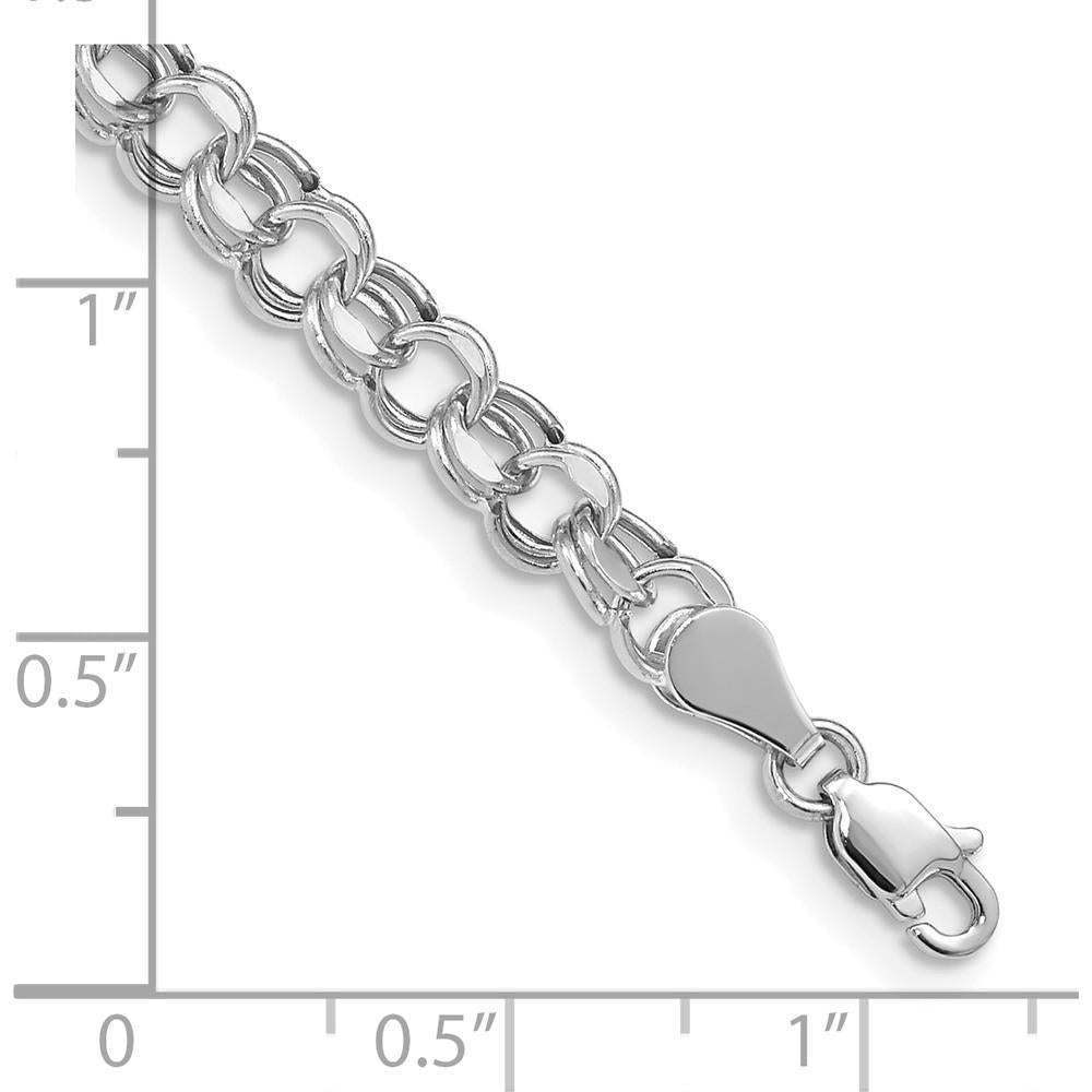 10K White Gold 7.25" Diamond-Cut Charm Bracelet with Lobster Clasp