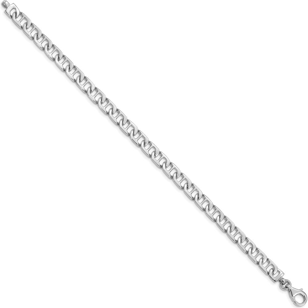 10K White Gold 7.25" Fancy Anchor Link Bracelet with Polished Finish
