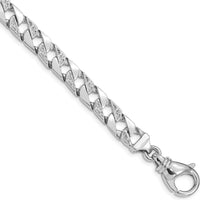 10K White Gold 7.5mm Hand Polished Fancy Link Chain Bracelet - 9 Inch