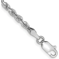 10K White Gold 7" Diamond-Cut Quadruple Rope Chain - 3mm Width