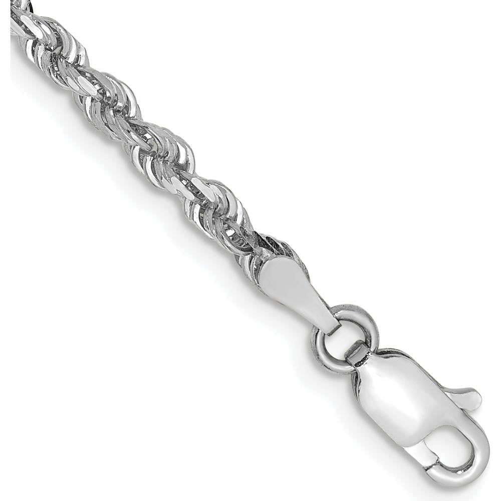 10K White Gold 7" Diamond-Cut Quadruple Rope Chain - 3mm Width