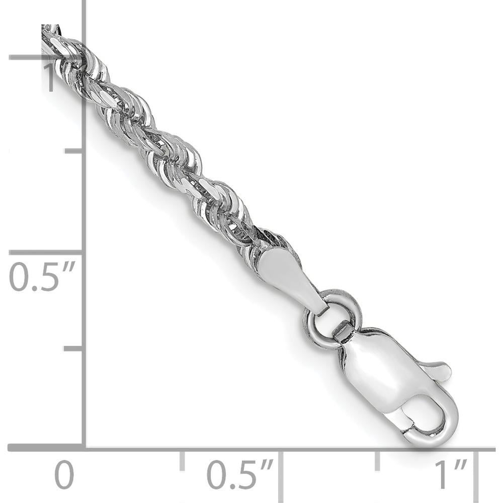10K White Gold 7" Diamond-Cut Quadruple Rope Chain - 3mm Width
