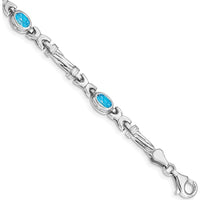 10K White Gold 7" Fancy Link Bracelet with 4 Oval Swiss Blue Topaz - 2.24 Carats Total Weight by Oro Pregiato