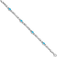 10K White Gold 7" Fancy Link Bracelet with 4 Oval Swiss Blue Topaz - 2.24 Carats Total Weight by Oro Pregiato